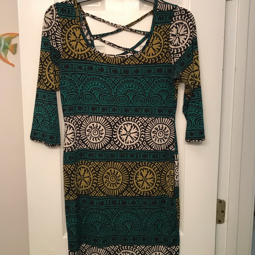 3 for $30!Green/yellow/white pattern mini dress